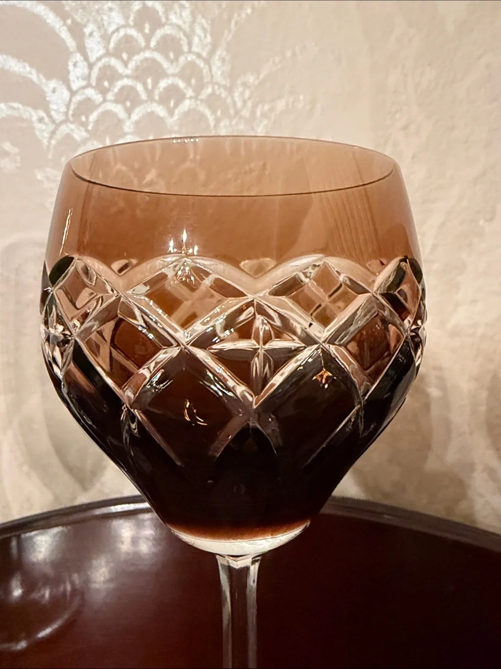 Pair Vintage Cut to clear Glass Wine Goblets